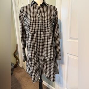 LOFT Tiered Checkered Dress